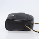 BALLY Chain Shoulder Bag Leather Black Gold Tone Auth BA15568A-4