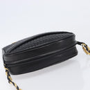 BALLY Chain Shoulder Bag Leather Black Gold Tone Auth BA15568A-6