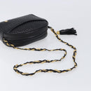 BALLY Chain Shoulder Bag Leather Black Gold Tone Auth BA15568A-7