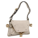 Chloe Paddington Shoulder Bag Leather Outlet White Gold Tone Auth BA15569V-1