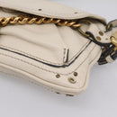 Chloe Paddington Shoulder Bag Leather Outlet White Gold Tone Auth BA15569V-10