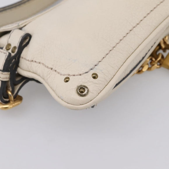 Chloe Paddington Shoulder Bag Leather Outlet White Gold Tone Auth BA15569V