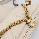 Chloe Paddington Shoulder Bag Leather Outlet White Gold Tone Auth BA15569V-15