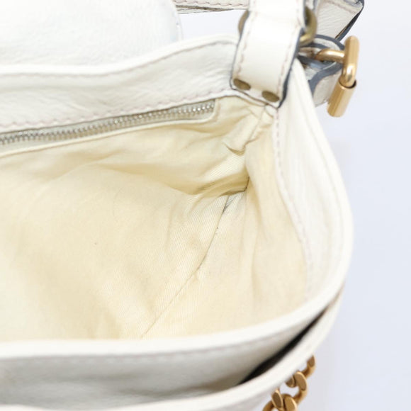Chloe Paddington Shoulder Bag Leather Outlet White Gold Tone Auth BA15569V