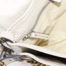 Chloe Paddington Shoulder Bag Leather Outlet White Gold Tone Auth BA15569V-23