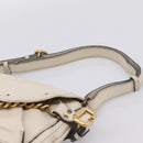 Chloe Paddington Shoulder Bag Leather Outlet White Gold Tone Auth BA15569V-8