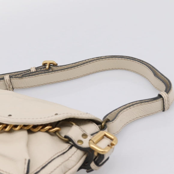 Chloe Paddington Shoulder Bag Leather Outlet White Gold Tone Auth BA15569V
