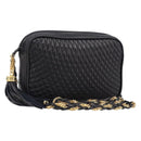 BALLY Chain Shoulder Bag Leather Black Gold Tone Auth BA15570A-1