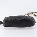 BALLY Chain Shoulder Bag Leather Black Gold Tone Auth BA15570A-10