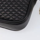 BALLY Chain Shoulder Bag Leather Black Gold Tone Auth BA15570A-13