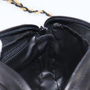 BALLY Chain Shoulder Bag Leather Black Gold Tone Auth BA15570A-18