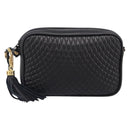 BALLY Chain Shoulder Bag Leather Black Gold Tone Auth BA15570A-2