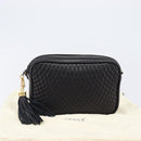 BALLY Chain Shoulder Bag Leather Black Gold Tone Auth BA15570A-23