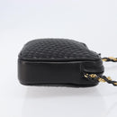 BALLY Chain Shoulder Bag Leather Black Gold Tone Auth BA15570A-4