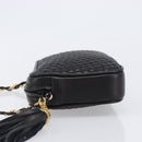 BALLY Chain Shoulder Bag Leather Black Gold Tone Auth BA15570A-5