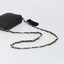 BALLY Chain Shoulder Bag Leather Black Gold Tone Auth BA15570A-7