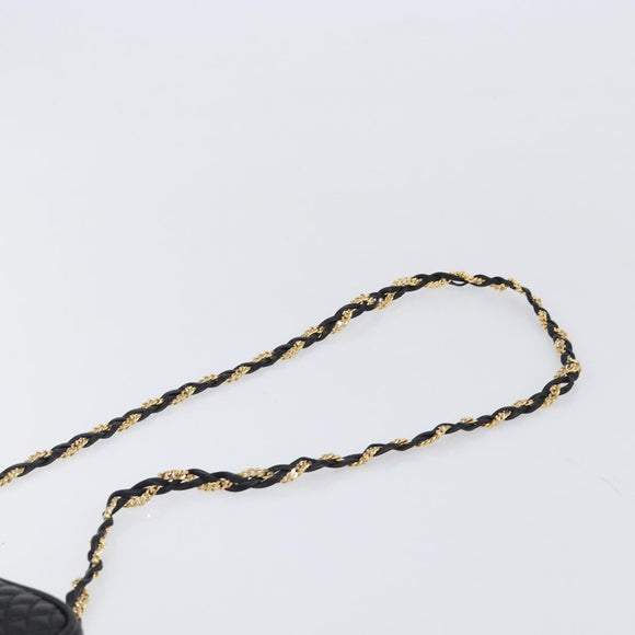 BALLY Chain Shoulder Bag Leather Black Gold Tone Auth BA15570A