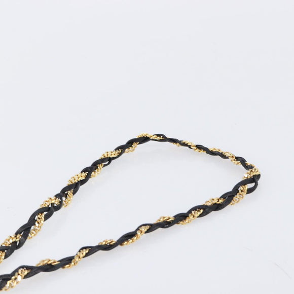 BALLY Chain Shoulder Bag Leather Black Gold Tone Auth BA15570A