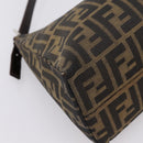 FENDI Zucca Canvas Mamma Baguette Shoulder Bag Black Silver Auth BA15572A-18