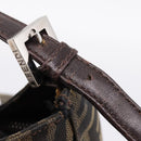 FENDI Zucca Canvas Mamma Baguette Shoulder Bag Black Silver Auth BA15572A-8