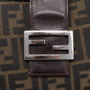 FENDI Zucca Canvas Mamma Baguette Shoulder Bag Black Silver Auth BA15572A-21