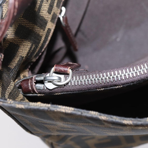 FENDI Zucca Canvas Mamma Baguette Shoulder Bag Black Silver Auth BA15572A