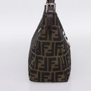 FENDI Zucca Canvas Mamma Baguette Shoulder Bag Black Silver Auth BA15572A-3