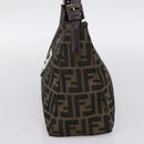 FENDI Zucca Canvas Mamma Baguette Shoulder Bag Black Silver Auth BA15572A-4