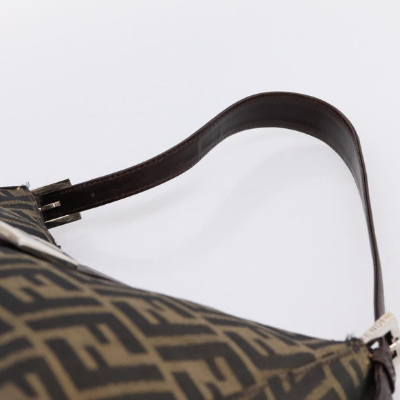 FENDI Zucca Canvas Mamma Baguette Shoulder Bag Black Silver Auth BA15572A