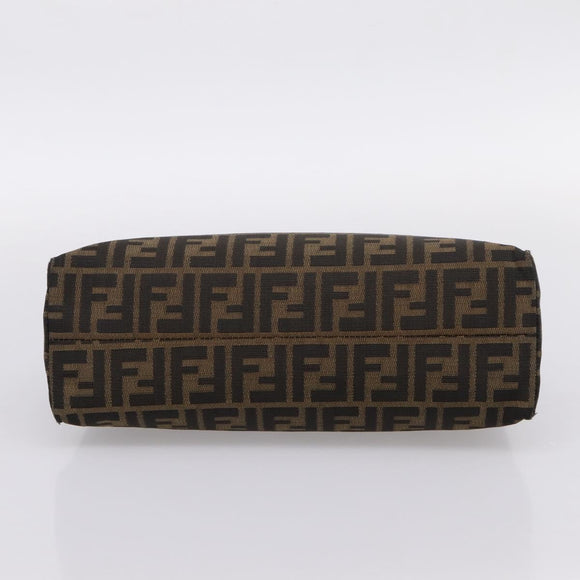 FENDI Zucca Canvas Mamma Baguette Shoulder Bag Black Silver Auth BA15572A