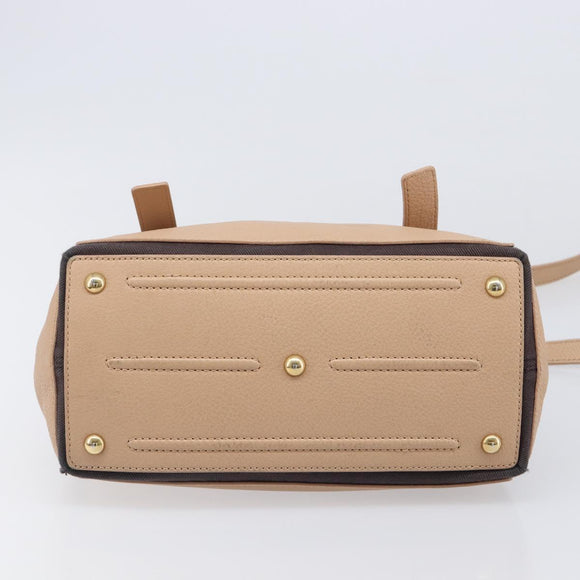 SAINT LAURENT Muse To Hand Bag Leather 2way Beige Gold Tone 283761 Auth BA15574A