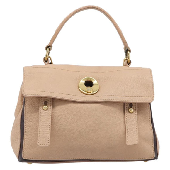 SAINT LAURENT Muse To Hand Bag Leather 2way Beige Gold Tone 283761 Auth BA15574A