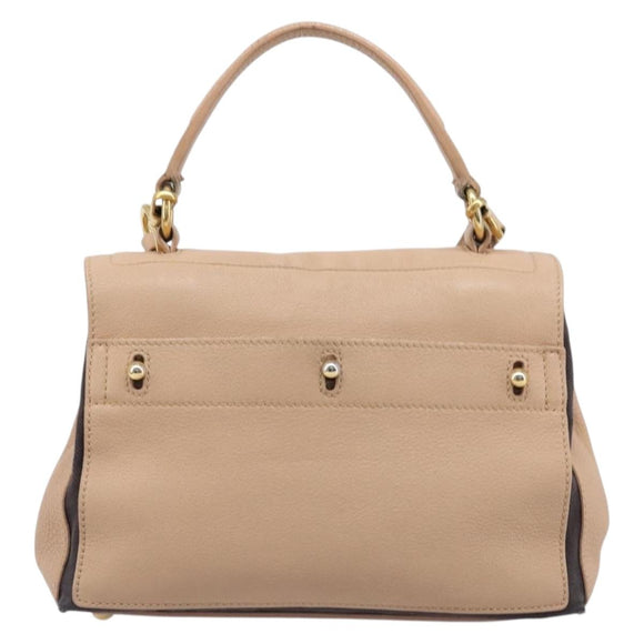SAINT LAURENT Muse To Hand Bag Leather 2way Beige Gold Tone 283761 Auth BA15574A