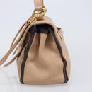 SAINT LAURENT Muse To Hand Bag Leather 2way Beige Gold Tone 283761 Auth BA15574A-4