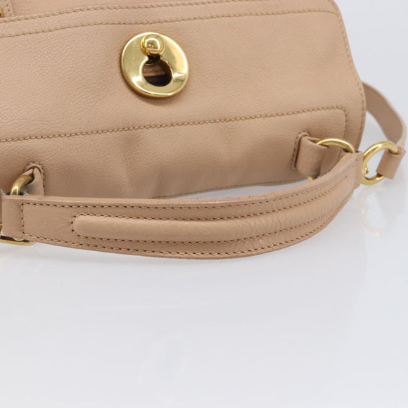 SAINT LAURENT Muse To Hand Bag Leather 2way Beige Gold Tone 283761 Auth BA15574A