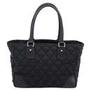CHANEL Matelasse Hand Bag Nylon Black Silver CC Auth BA15575A-3
