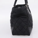 CHANEL Matelasse Hand Bag Nylon Black Silver CC Auth BA15575A-4