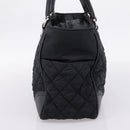 CHANEL Matelasse Hand Bag Nylon Black Silver CC Auth BA15575A-5