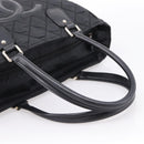 CHANEL Matelasse Hand Bag Nylon Black Silver CC Auth BA15575A-7