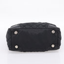 CHANEL Matelasse Hand Bag Nylon Black Silver CC Auth BA15575A-9