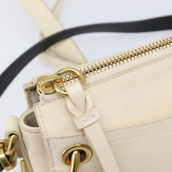 Chloe Roy Shoulder Bag Leather Ivory Gold Tone Auth BA15577A