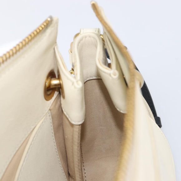 Chloe Roy Shoulder Bag Leather Ivory Gold Tone Auth BA15577A