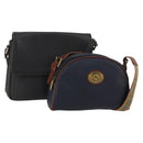 Burberrys Shoulder Bag Leather 2 Set Black Navy Auth BA15578-1