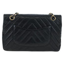 CHANEL V-stitch Chevron Double Flap Matelasse 25 Chain Shoulder Auth BA15583V-3