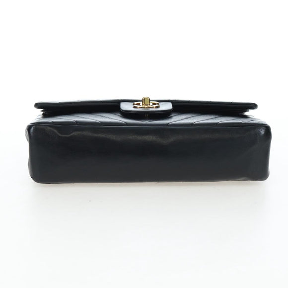 CHANEL V-stitch Chevron Double Flap Matelasse 25 Chain Shoulder Auth BA15583V