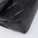 CHANEL Matelasse Chain Shoulder Bag Lamb Skin Black Gold Tone CC Auth BA15584-16