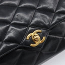 CHANEL Matelasse Chain Shoulder Bag Lamb Skin Black Gold Tone CC Auth BA15584-19