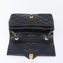 CHANEL Matelasse Chain Shoulder Bag Lamb Skin Black Gold Tone CC Auth BA15584-20