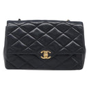 CHANEL Matelasse Chain Shoulder Bag Lamb Skin Black Gold Tone CC Auth BA15584-13