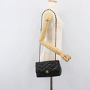 CHANEL Matelasse Chain Shoulder Bag Lamb Skin Black Gold Tone CC Auth BA15584-28